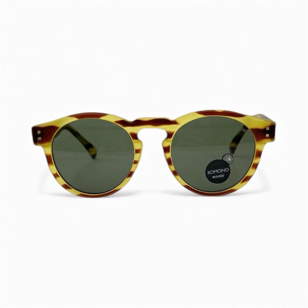 Komono Sunglasses NWT NEW The Clement Safari Yellow and Brown Round - Picture 4 of 14